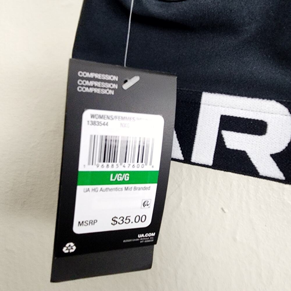 Under Armour NWT HeatGear Mid Branded Sports Bra Black Compression Support Large - Picture 12 of 13